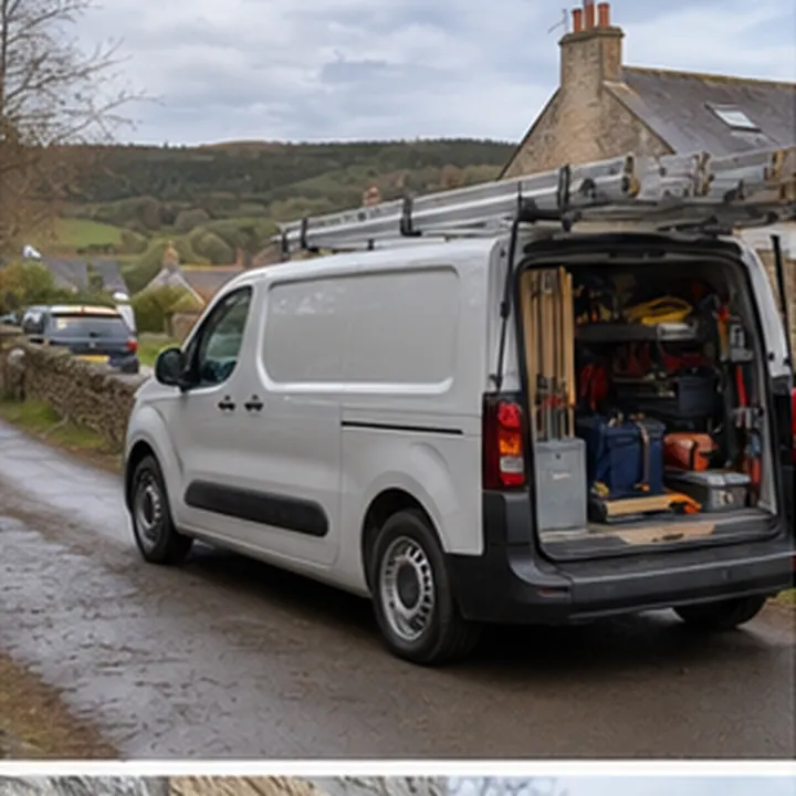 Illustrative black Kirriemuir Sparks electrician van